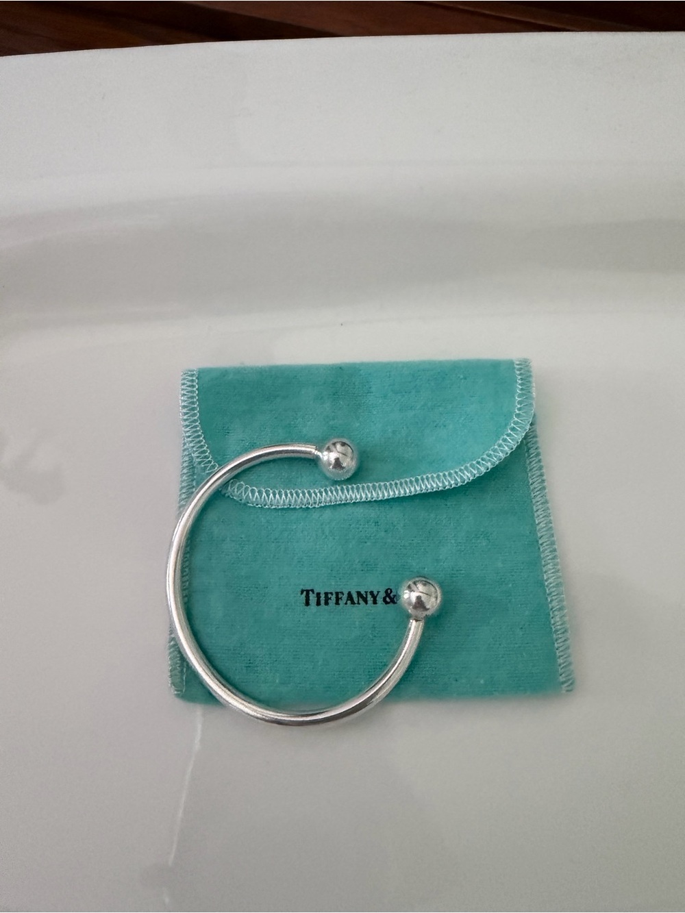 Tiffany & Co. Sterling Silver Open Ball Cuff with Tiffany Blue Pouch